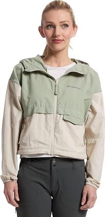 Columbia Spire Valleytm Cropped Windbreaker Womens Coat Safari/Dark Stone : LG, Nylon
