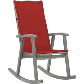 vidaXL Silla Mecedora Con Cojines Madera Maciza De Acacia Gris