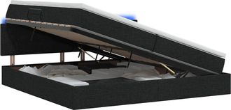 vidaXL Cama De Almacenamiento Led Con Colch&oacute;n Negro 200 X 200 Cm Tela Vidaxl