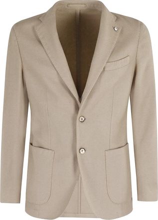 L.B.M. 1911 Blauwe Flanellen Wol Diagonaal Jas - Heren - Blazers - Beige - 2XL - Wol - Jassen