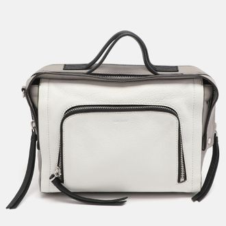 DKNY Dkny White/grey Leather Top Handle Bag