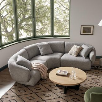 Castlery Gray Performance Fabric L-Shape Sectional Sofa | Auburn by Castlery, Modular Lounge, Tightback Armrests, Grey
