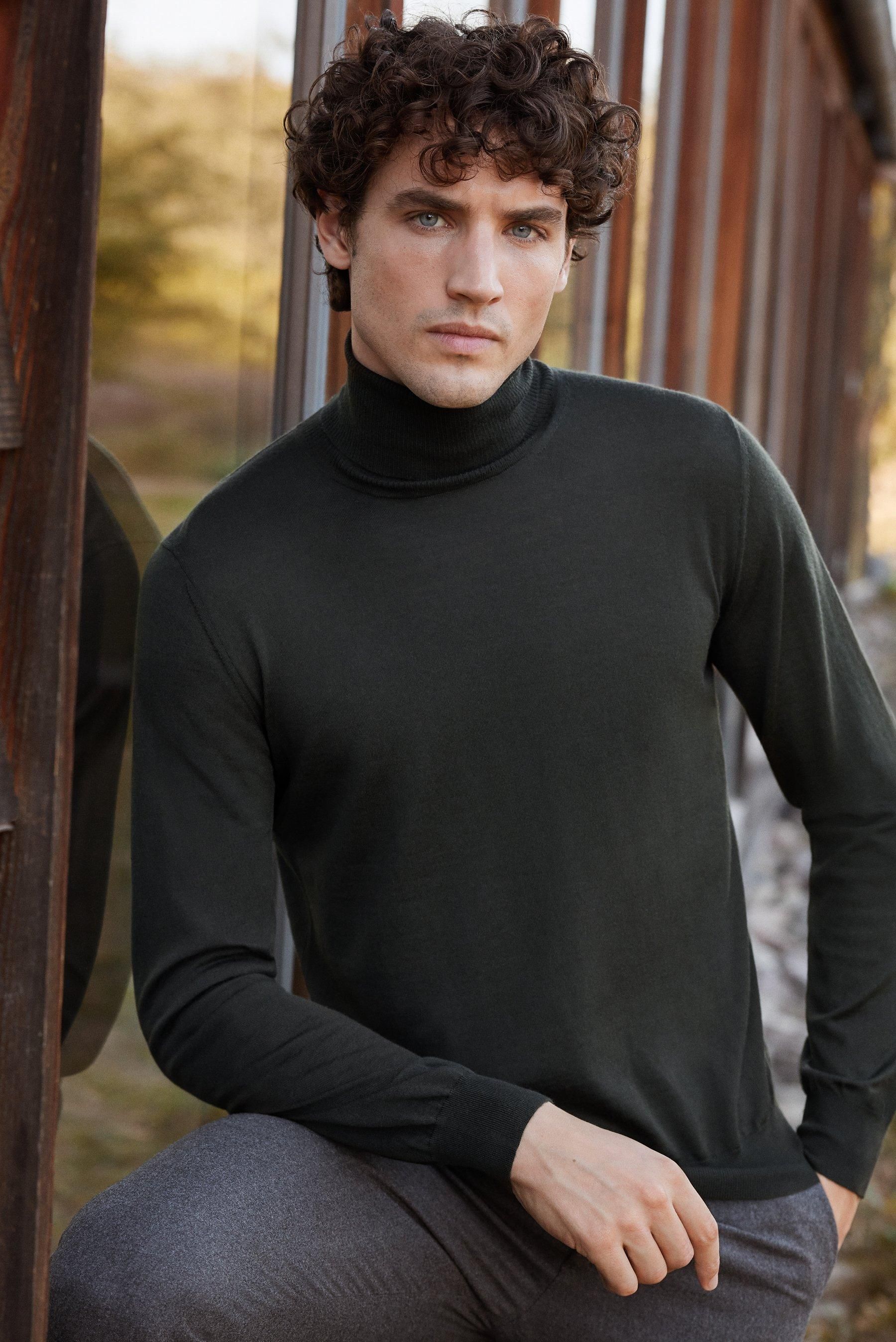 HUGO BOSS Rollkragenpullover Musso-P 50468262 Braun Slim Fit ab