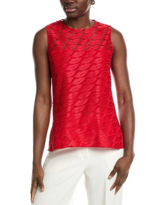 Akris Embroidered Lips Silk Blouse