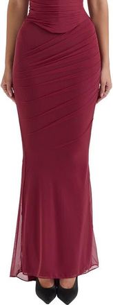 House of CB Cassidy Ruched Maxi Skirt in Cabernet at Nordstrom, Size X-Small