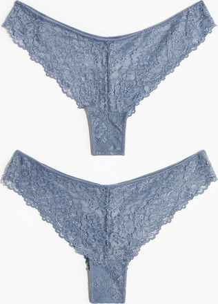 H&M 2er-Pack Brazil Slips aus Spitze - Blue