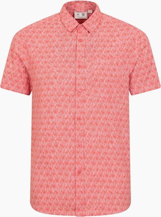 Mountain Warehouse Mens Mountain Warehouse Mens Preston Illustration Leaves Shirt - Pink/Orange/Red - Size: 46/Regular