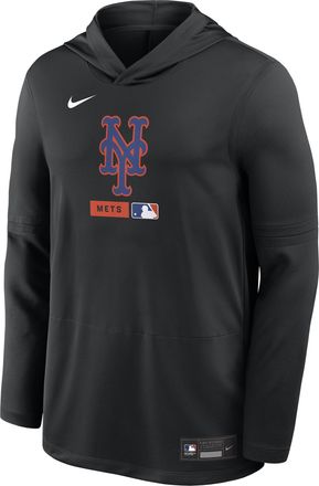 Nike New York Mets Authentic Collection Nike Mens Dri-FIT MLB Long-Sleeve Hooded Top in Black | 03B900ANME-S9Q