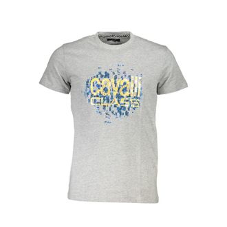 Cavalli Grigio Cotton Men Mens T-Shirt
