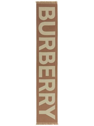 Burberry logo wool jacquard scarf - unisex - Wool - OS - Brown