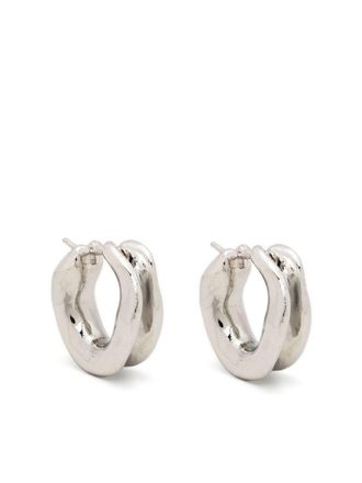 VANN asymmetric rounded hoop earrings - women - Brass/Silver Plated Brass - One Size