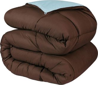 Superior Classic All-Season Reversible Down Alternative Comforter in Choco-Sky Blue at Nordstrom Rack, Size Twin/twin Xl