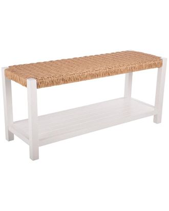 Alaterre Furniture Newport 40In Wood Storage Bench With Handcrafted Woven Rope Seat