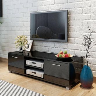 vidaXL Mueble De Tv Negro Brillo 120x40,5x35 Cm Vidaxl