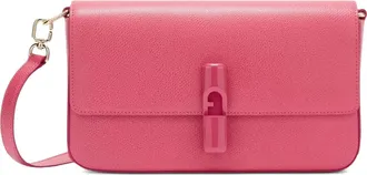 Furla Iride S Textured Pink Leather Shoulder Bag