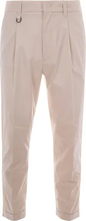 Paolo Pecora Beige Straight-Leg Chino Pants with Cuffed Hem and Button Detail