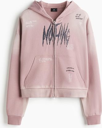 H&M Hoodiejacke mit Zipper in Oversized Fit - Pink