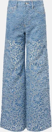 Veronica Beard Taylor floral wide-leg jeans