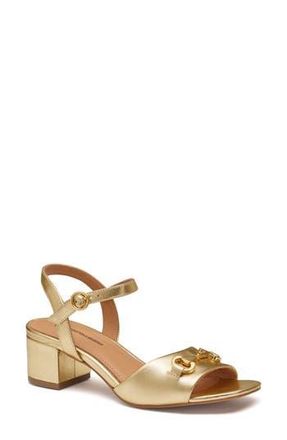 Johnston & Murphy Edith Ankle Strap Sandal in Gold Metallic Sheepskin at Nordstrom Rack, Size 7.5