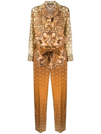Alberta Ferretti mandala-print silk jumpsuit - women - Silk/Cupro/Acetate - 44 - Orange