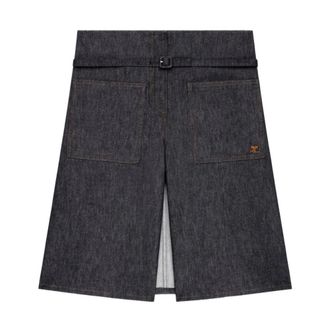 Courr&egrave;ges Denim Wijde Broek - Dames - Denim shorts - Blauw - M - Denim - Korte Broeken