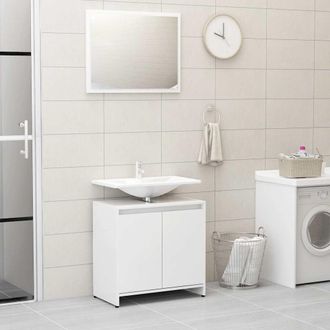 vidaXL Conjunto De Muebles De Ba&ntilde;o Madera Contrachapada Blanco Brillo Vidaxl