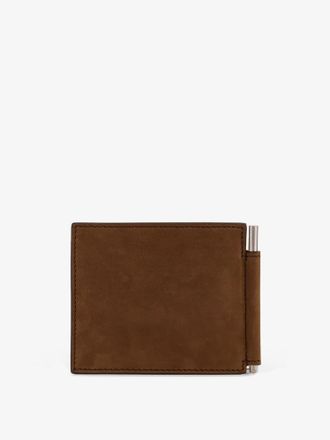 Tom Ford Nubuck Suede with Metal Money Clip Wallet - Brown