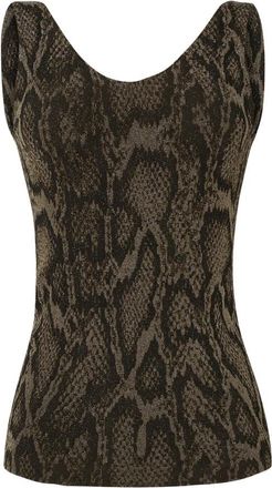 Wolford Snakeskin Jacquard V-neck Top - Dames - Tops zonder mouwen - Groen - L - Wol - Tops