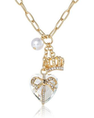 Juicy Couture Heart, Crown, Pearl Charm Cluster Necklace, Gold-Tone in Gold Tone at Nordstrom, Size 18