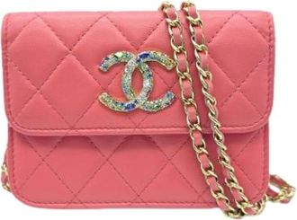 Chanel Pre-owned Matelasse Schoudertas - Dames - Vintage Mini Tas - Roze - ONE Size - Leer - Vintage