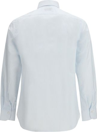 Finamore Mens Napoli Shirt Light Blu Stripe Cotton