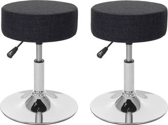 Hhg Hhg - Nunca Usado] Juego De 2 Taburetes 189, Taburete De Asiento Taburete De Maquillaje, Altura Regulable &Oslash; 35cm, Textil, Gris Oscuro