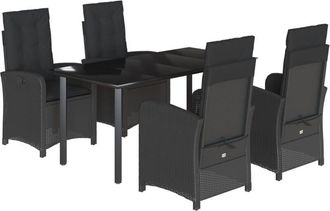 vidaXL Set De Muebles Jard&iacute;n 5 Pzas Con Cojines Rat&aacute;n Sint&eacute;tico Negro Vidaxl
