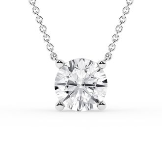 Grown Brilliance 2 Carat Round Lab Grown Solitaire Diamond Necklace in Sterling Silver, 18 Cable Chain, Lobster Clasp, G Color, SI Clarity