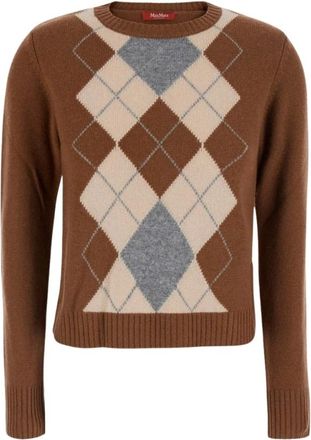 Max Mara Truien & Vesten, Dames, Bruin, L, Rayon, Faraone Viscose Knit