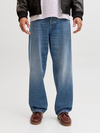 Jack & Jones Loose-fit-Jeans JACK & JONES JJIEDDIE JJORIGINAL, Herren, Gr. 30, L&auml;nge 34, blau denim, Denim/Jeans, Obermaterial: 100% Baumwolle, Abriebeffekte, loos