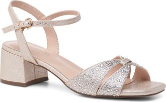Paradox London Marquise Embellished Ankle Strap Sandal in Champagne at Nordstrom, Size 9.5