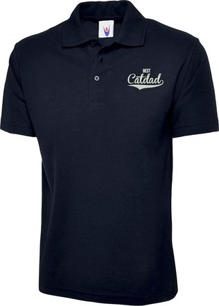 Generic Embroidered Logo Design Best Cat Dad Ever Fathers Day Polo Shirt New Celebrations Birthday Gift Unsiex Adult Top (Navy, M, m)