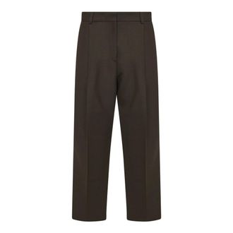 Toteme Cropped Trousers, female, Brown, Size: M Pleated Straight Trousers
