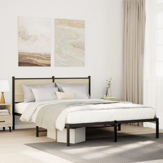 Berkfield Home Metal Bed Frame without Mattress Sonoma Oak 140x200 cm in Brown