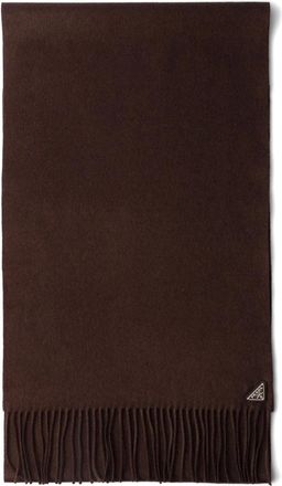 Prada Triangle-logo Fringe Scarf