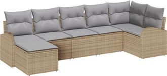 vidaXL Garden Sofa Set with Cushion 7 pcs Beige Poly rattan Vidaxl
