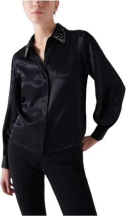 Salsa Shirts - Dames - Overhemden - Zwart - M - Satijn - Overhemden
