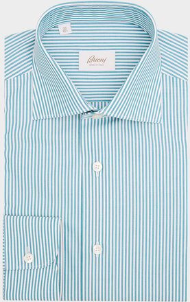Brioni Mens Cotton Thin Stripe Dress Shirt