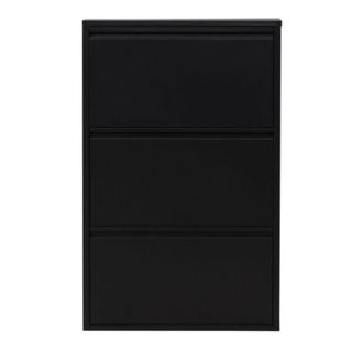 Venture Design Armario de zapatos de 3 puertas de metal h103cm - negro