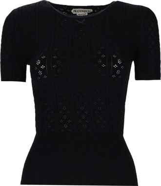 J.W.Anderson Pointelle Viscose T-Shirt - Black
