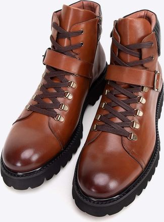 Wittchen Heren Leren Laarzen met Gesp Bruin Natuurlijk Leer