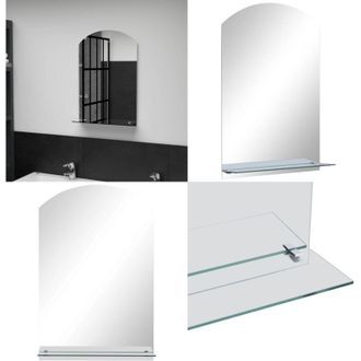 vidaXL Specchio da Parete con Mensola 40x60 cm in Vetro Temperato - Mensola da bagno - Specchio con mensola