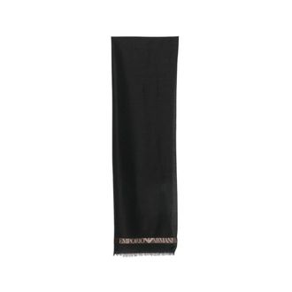 Emporio Armani Fringed Rectangular Scarf - male - Emporio Armani - Winter Scarves - Black - ONE SIZE - Accessories
