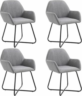 vidaXL Vidaxl - Sillas De Comedor 4 Unidades Tela Gris Claro